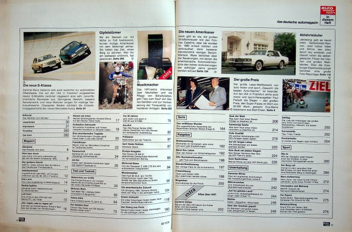 Inhaltsverzeichnis Auto Motor und Sport 20/1979