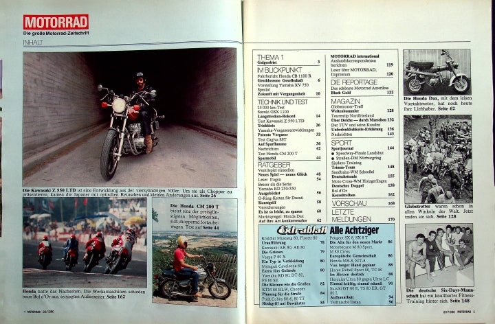 Inhaltsverzeichnis Motorrad 20/1980