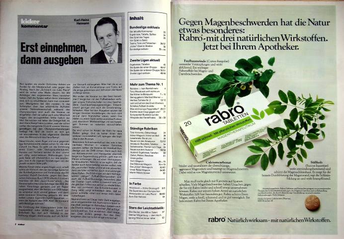 Inhaltsverzeichnis Kicker 20/1980