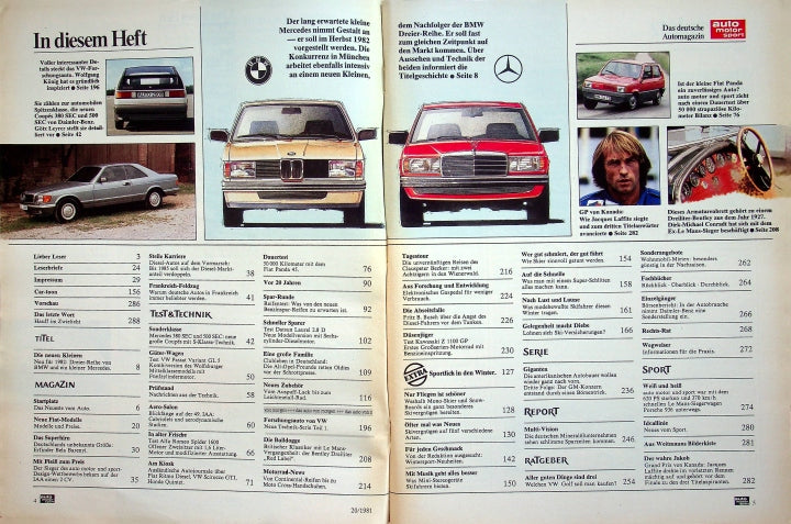 Inhaltsverzeichnis Auto Motor und Sport 20/1981