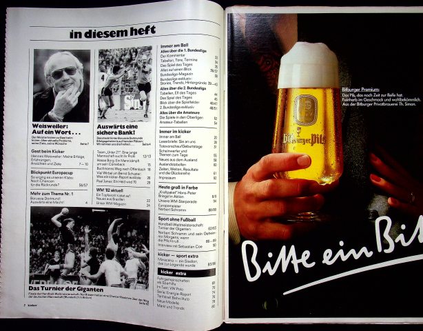 Inhaltsverzeichnis Kicker 20/1982