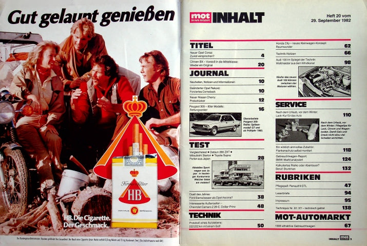 Inhaltsverzeichnis MOT 20/1982