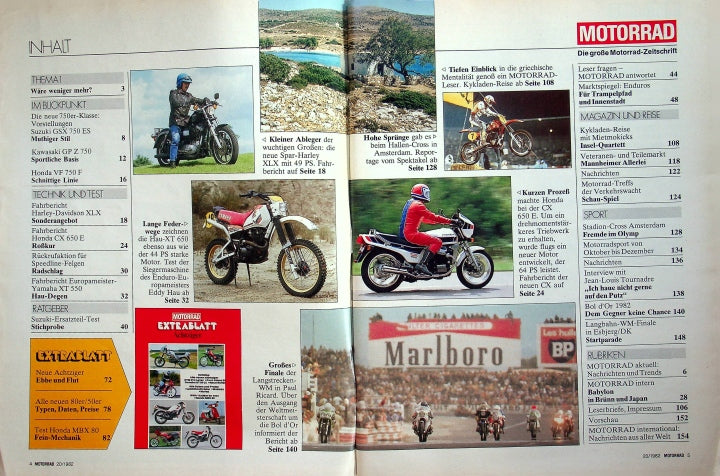 Inhaltsverzeichnis Motorrad 20/1982