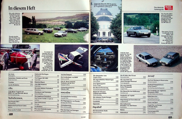 Inhaltsverzeichnis Auto Motor und Sport 20/1983