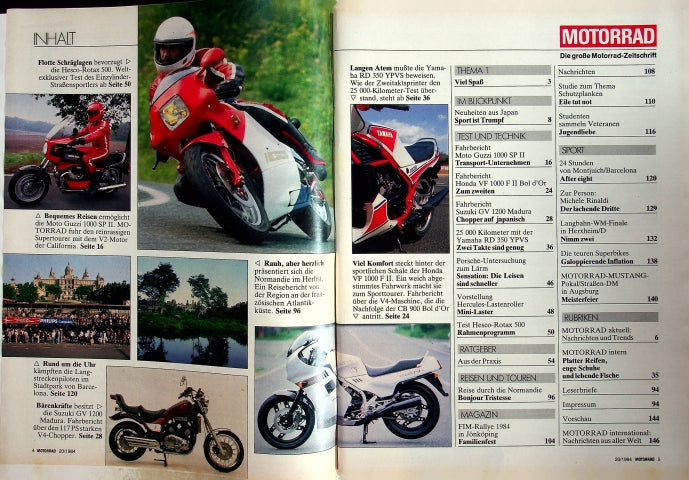 Inhaltsverzeichnis Motorrad 20/1984