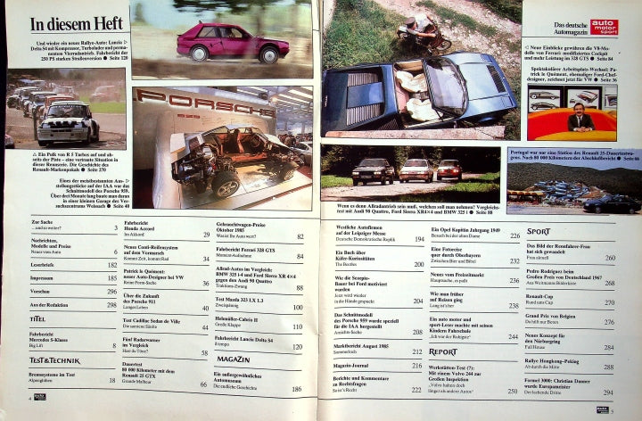 Inhaltsverzeichnis Auto Motor und Sport 20/1985