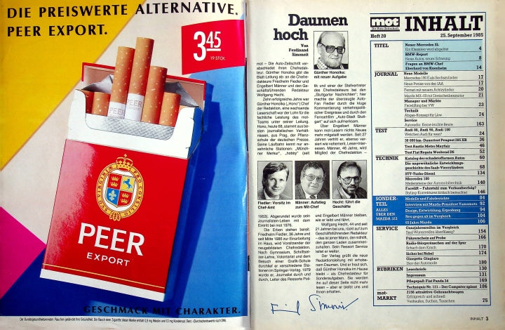 Inhaltsverzeichnis MOT 20/1985