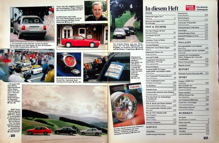 Inhaltsverzeichnis Auto Motor und Sport 20/1986