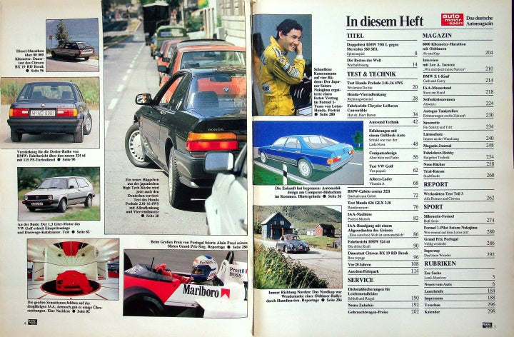 Inhaltsverzeichnis Auto Motor und Sport 20/1987