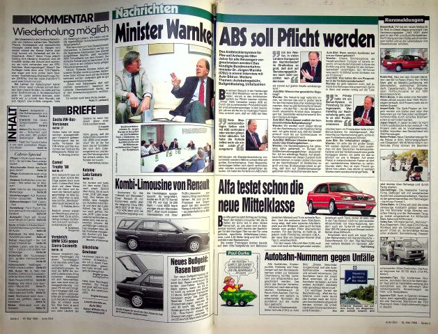 Inhaltsverzeichnis Auto Bild 20/1988