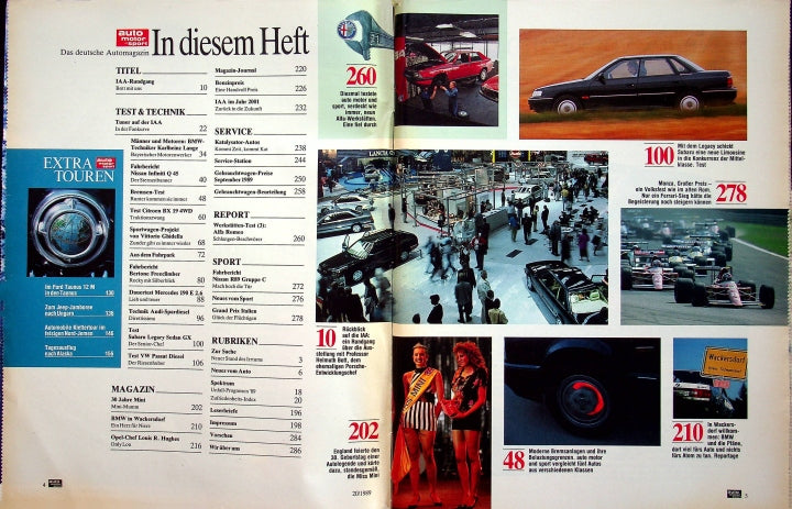 Inhaltsverzeichnis Auto Motor und Sport 20/1989