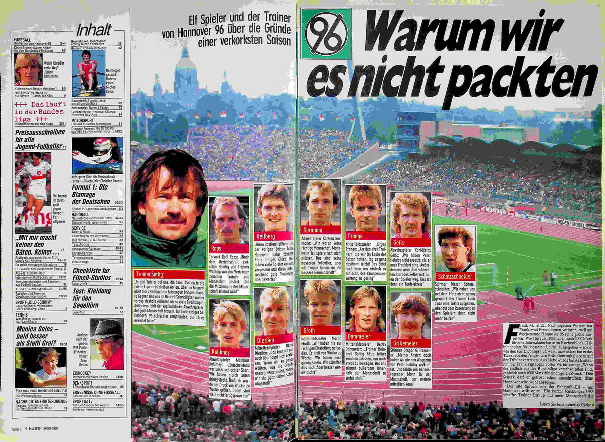 Inhaltsverzeichnis Sport Bild 20/1989