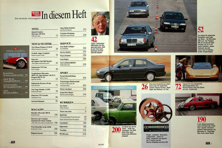 Inhaltsverzeichnis Auto Motor und Sport 20/1990