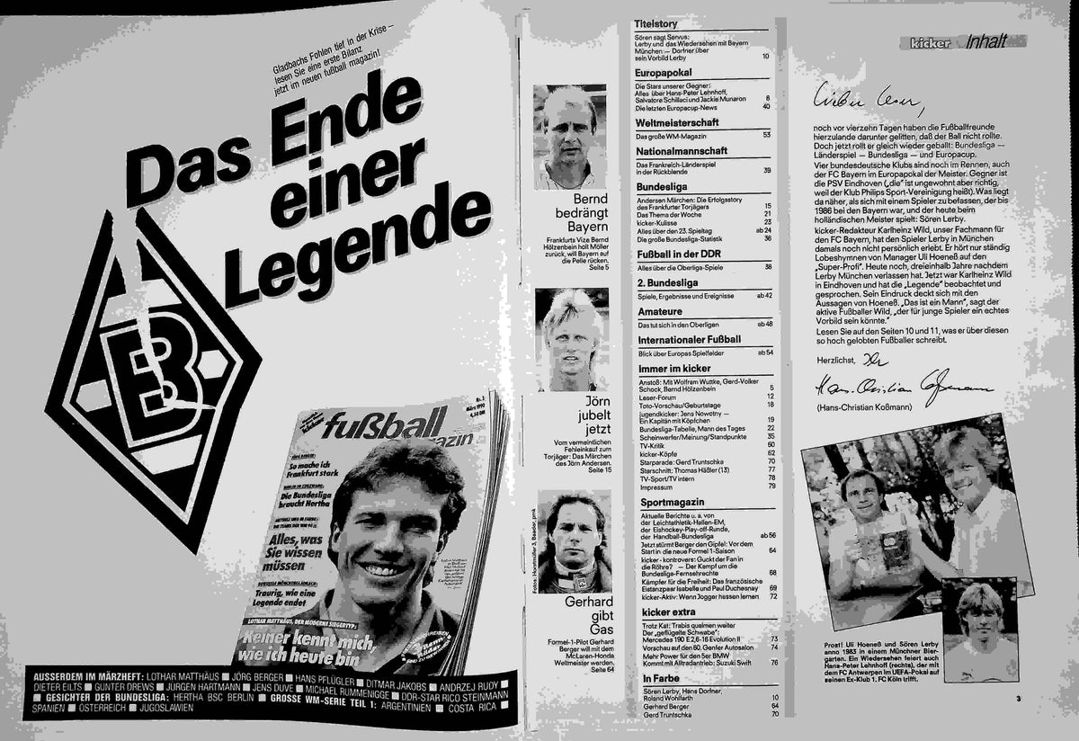 Inhaltsverzeichnis Kicker 20/1990