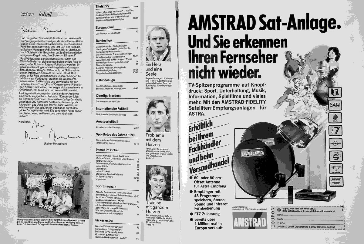 Inhaltsverzeichnis Kicker 20/1991