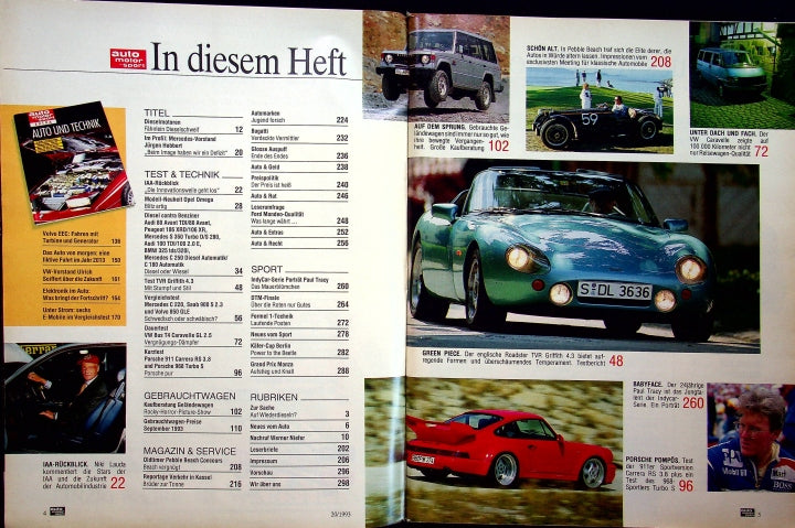 Inhaltsverzeichnis Auto Motor und Sport 20/1993