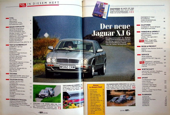 Inhaltsverzeichnis Auto Motor und Sport 20/1994