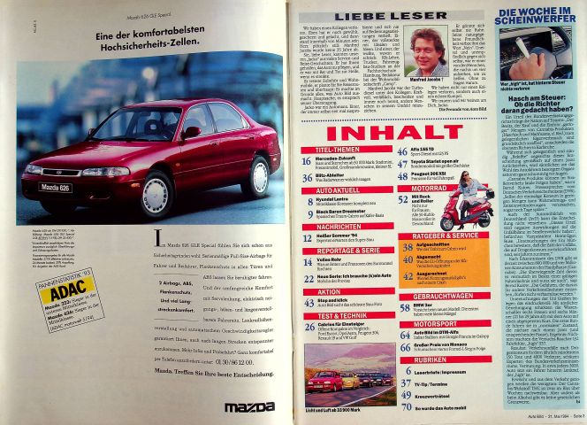 Inhaltsverzeichnis Auto Bild 20/1994