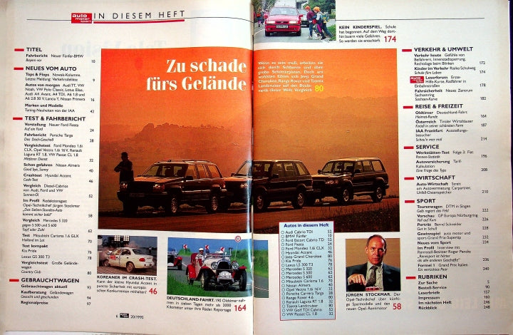 Inhaltsverzeichnis Auto Motor und Sport 20/1995