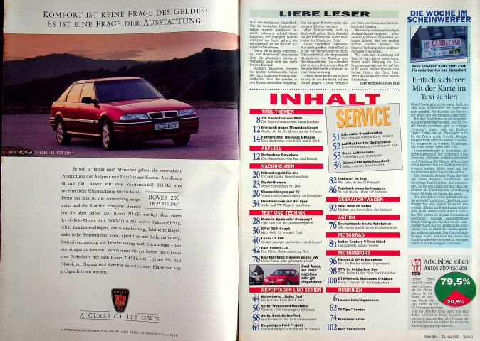 Inhaltsverzeichnis Auto Bild 20/1995