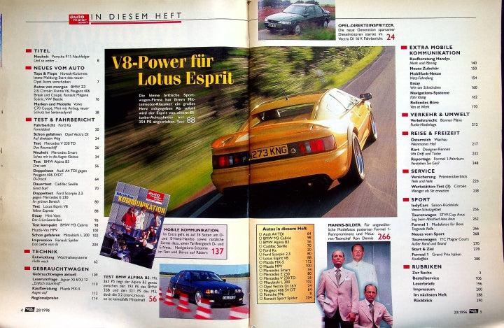 Inhaltsverzeichnis Auto Motor und Sport 20/1996