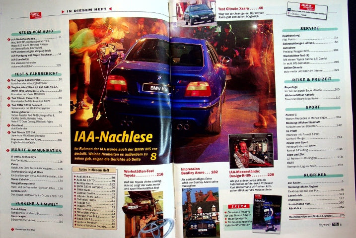 Inhaltsverzeichnis Auto Motor und Sport 20/1997