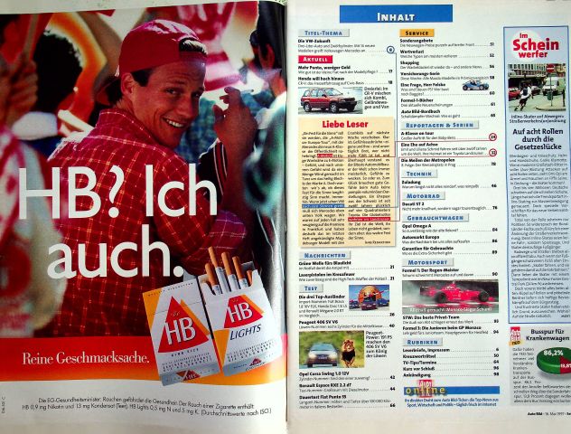 Inhaltsverzeichnis Auto Bild 20/1997