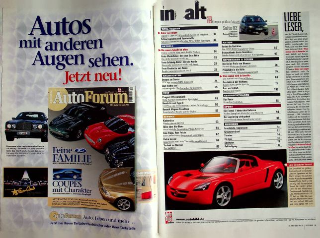 Inhaltsverzeichnis Auto Bild 20/1999