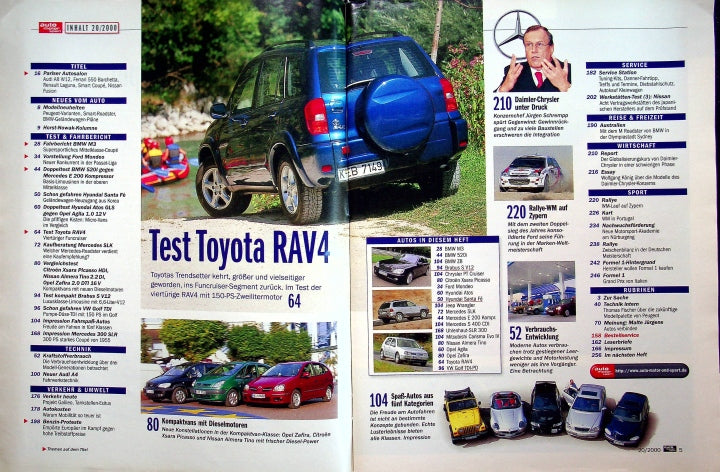 Inhaltsverzeichnis Auto Motor und Sport 20/2000