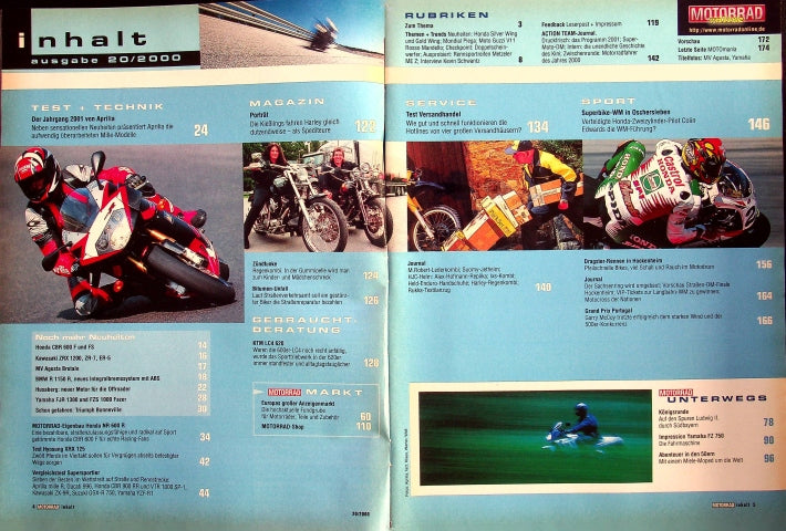 Inhaltsverzeichnis Motorrad 20/2000