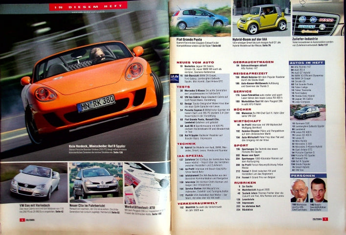 Inhaltsverzeichnis Auto Motor und Sport 20/2005