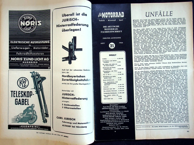 Inhaltsverzeichnis Motorrad 21/1950