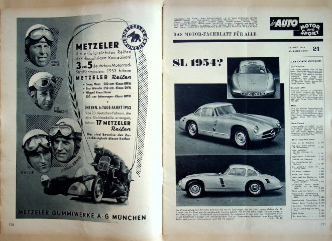 Inhaltsverzeichnis Auto Motor und Sport 21/1953