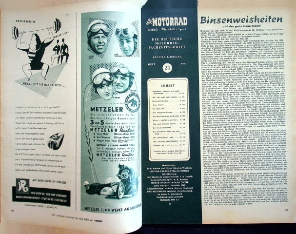 Inhaltsverzeichnis Motorrad 21/1953