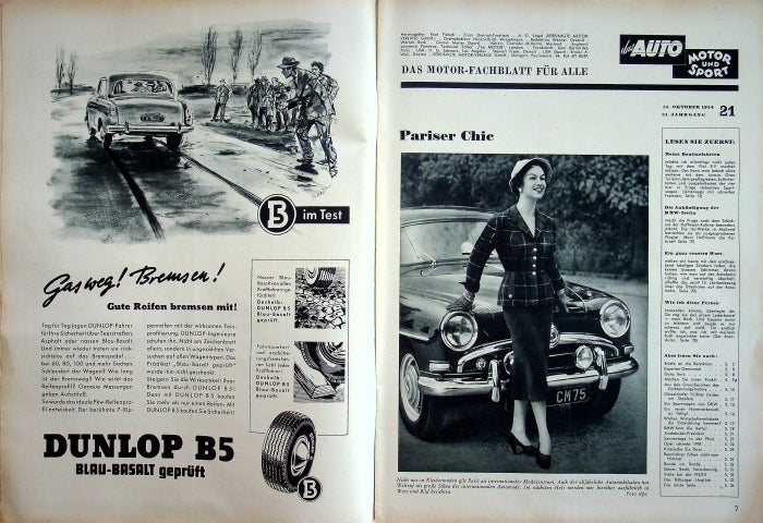 Inhaltsverzeichnis Auto Motor und Sport 21/1954