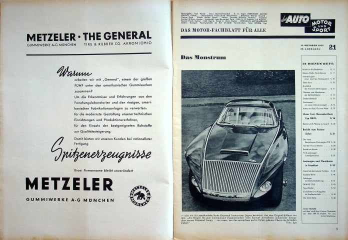 Inhaltsverzeichnis Auto Motor und Sport 21/1955