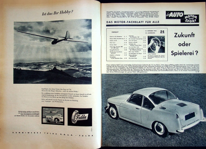Inhaltsverzeichnis Auto Motor und Sport 21/1956