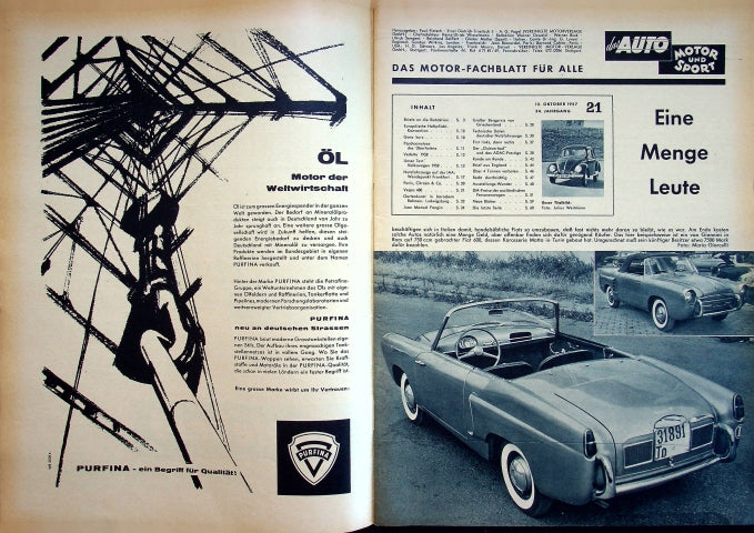 Inhaltsverzeichnis Auto Motor und Sport 21/1957