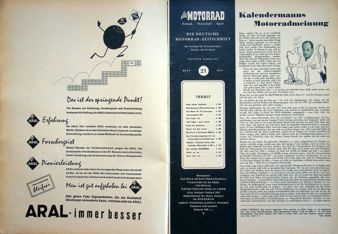 Inhaltsverzeichnis Motorrad 21/1957