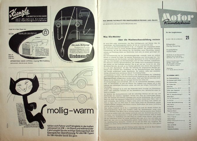 Inhaltsverzeichnis Motor Rundschau 21/1958