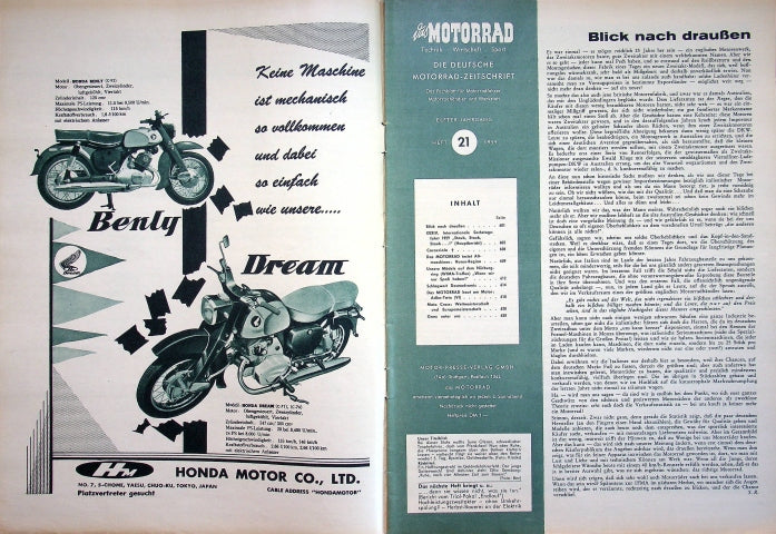 Inhaltsverzeichnis Motorrad 21/1959