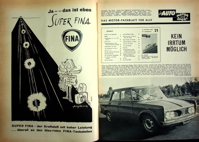 Inhaltsverzeichnis Auto Motor und Sport 21/1960