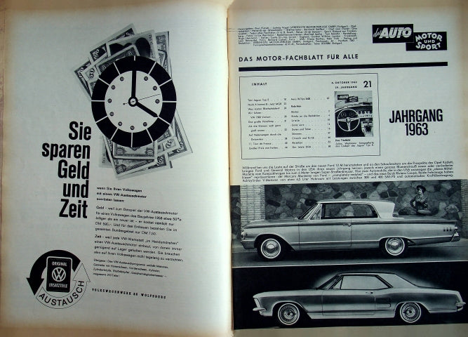 Inhaltsverzeichnis Auto Motor und Sport 21/1962