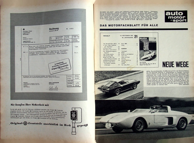 Inhaltsverzeichnis Auto Motor und Sport 21/1963