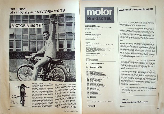 Inhaltsverzeichnis Motor Rundschau 21/1965