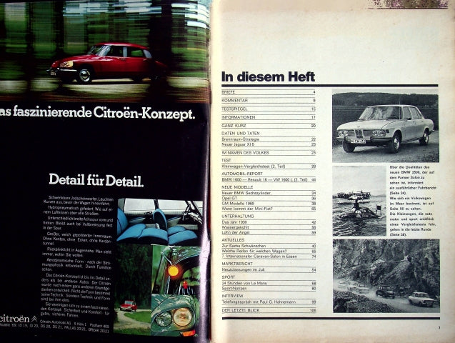 Inhaltsverzeichnis Auto Motor und Sport 21/1968