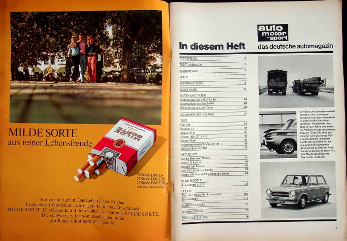 Inhaltsverzeichnis Auto Motor und Sport 21/1969