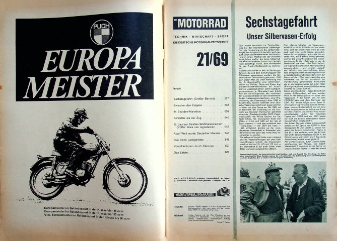 Inhaltsverzeichnis Motorrad 21/1969