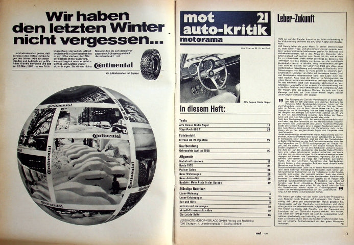 Inhaltsverzeichnis MOT 21/1969