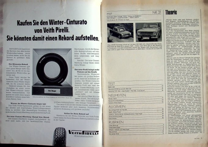Inhaltsverzeichnis MOT 21/1970